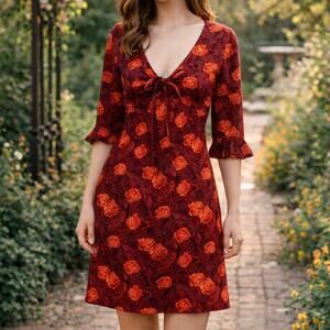 Vintage Y2K Rave City Floral Bodicon Dress